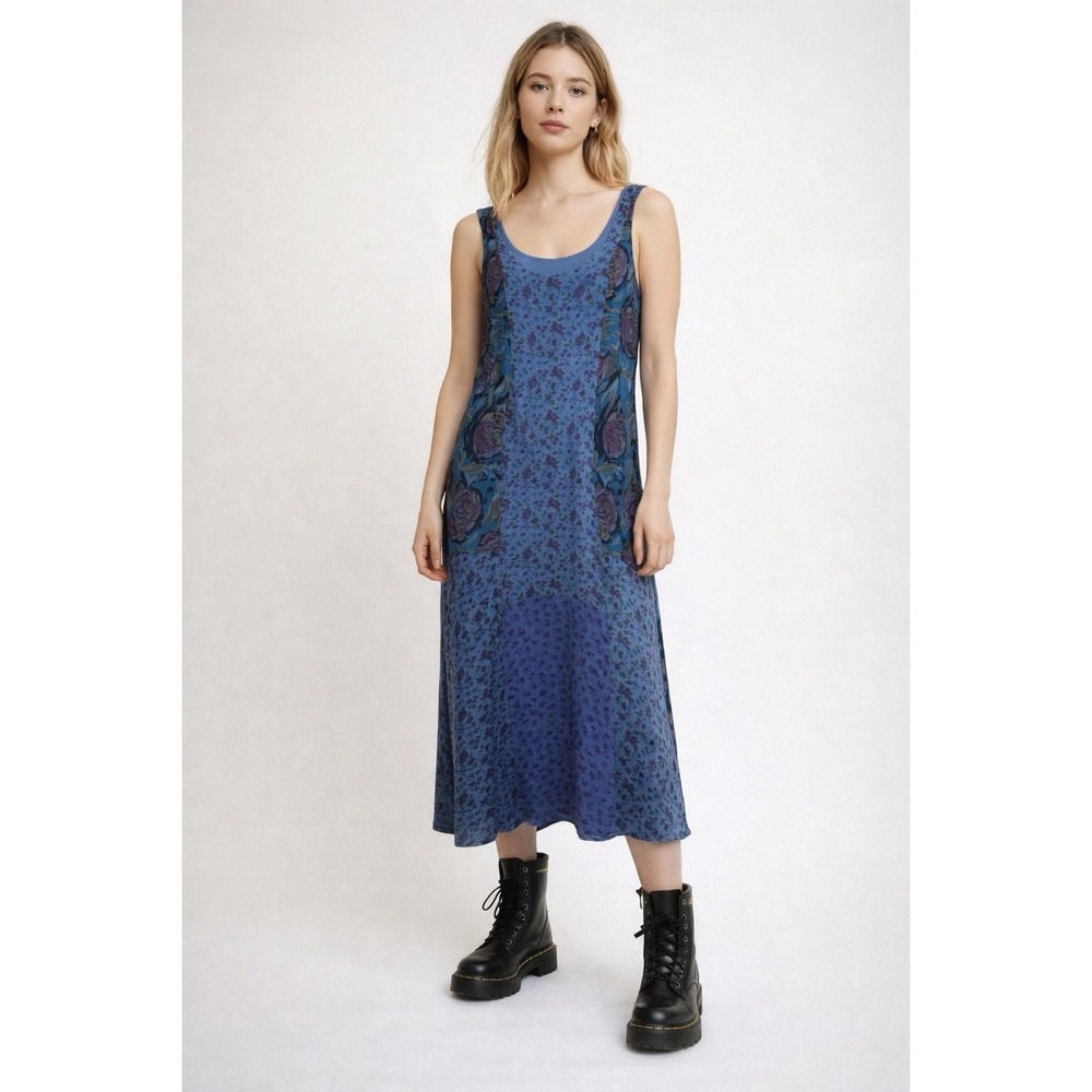 Vintage Citron‎ Santa Monica Patchwork Rose Maxi Dress Dainty Floral Fairy USA M
